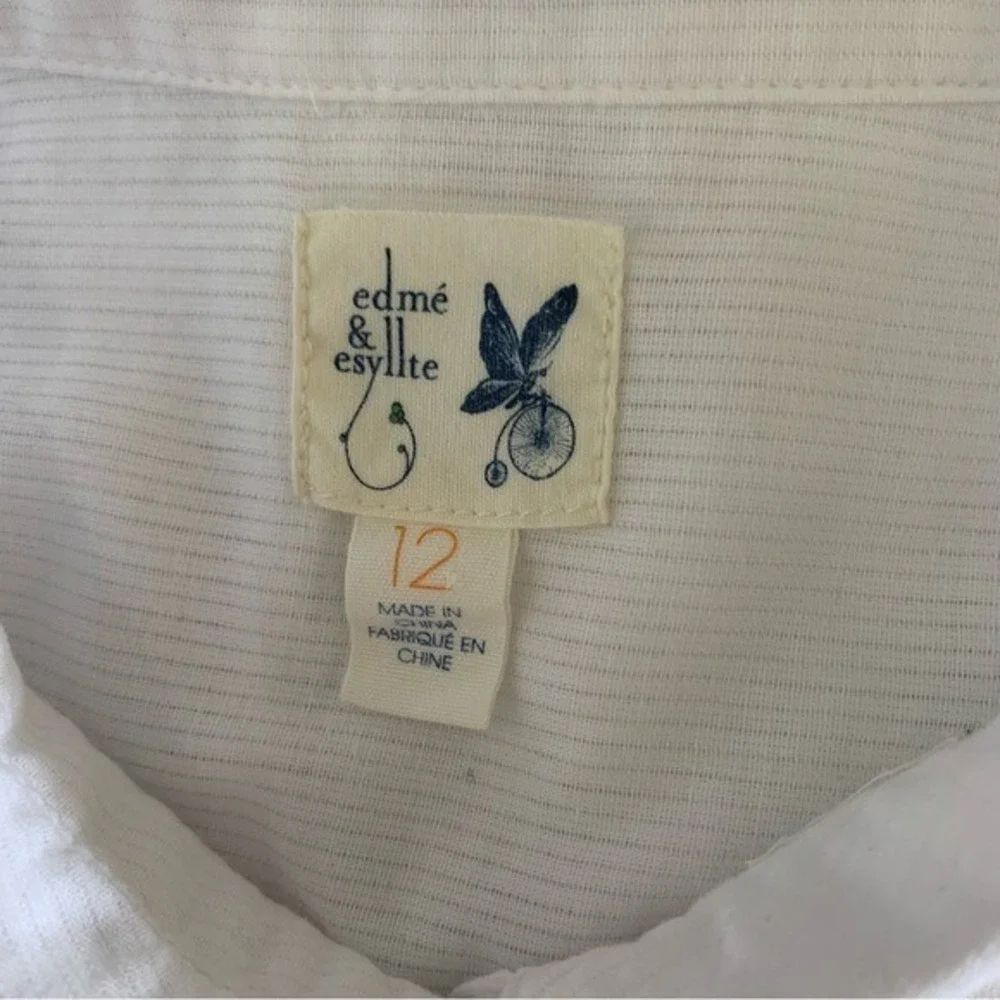 Edme And Esyllte White Button Down Blouse Puff Sleeves Boho Style 12 Tunic